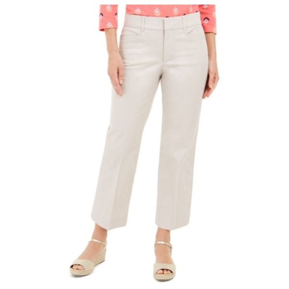 NWT Charter Club Women's Cropped Straight Leg Pants in Creme Stone